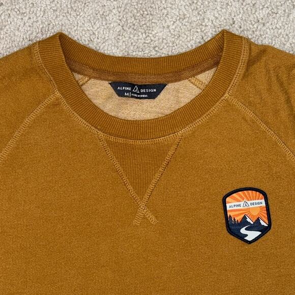 Alpine Design Mustard Yellow Crewneck Long Sleeve Sweater Men's Medium - Picture 3 of 6